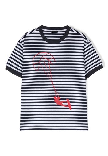 Il Gufo kitesurfing-print striped T-shirt - Bianco