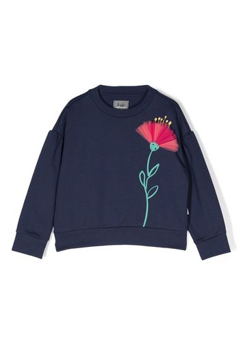 Il Gufo floral appliqué cotton sweatshirt - Blu