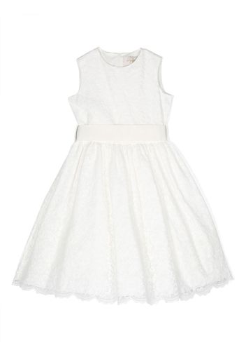 Il Gufo lace-overlay belted dress - Bianco