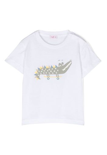 Il Gufo crocodile-motif cotton T-shirt - Bianco