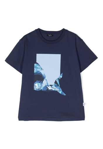 Il Gufo shark-print short-sleeve cotton T-shirt - Blu