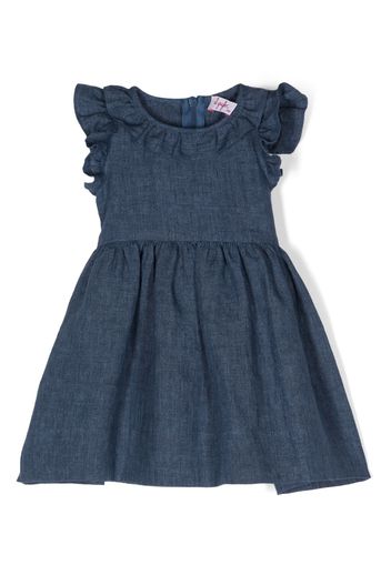 Il Gufo flared ruffled linen dress - Blu