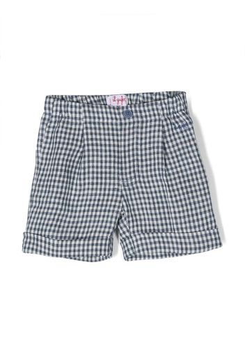 Il Gufo gingham-check linen shorts - Blu