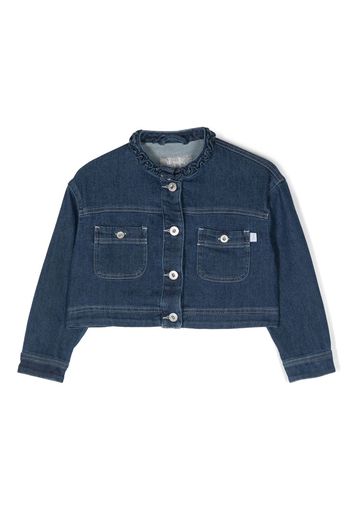 Il Gufo ruffle collar denim jacket - Blu