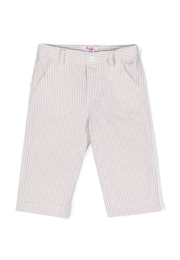 Il Gufo striped embroidered-logo trousers - Bianco