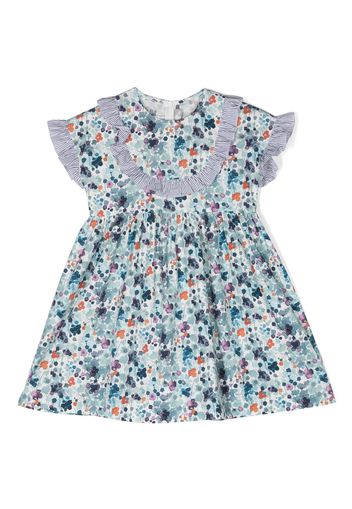 Il Gufo painterly-print cotton dress - Blu