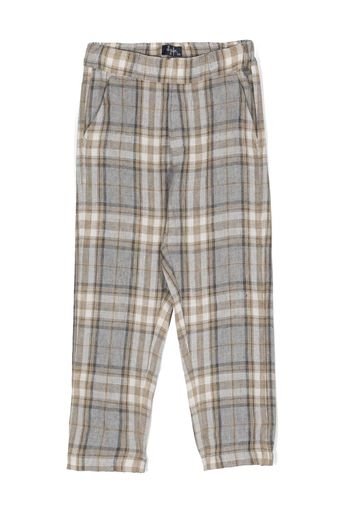 Il Gufo check-print linen trousers - Grigio