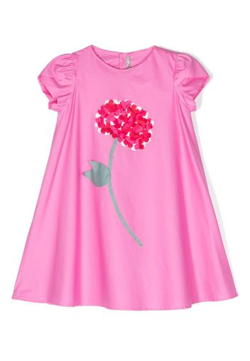 Il Gufo floral-appliqué cotton dress - Rosa