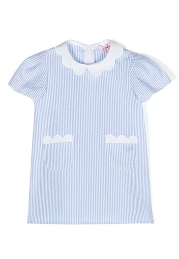 Il Gufo stripe-pattern cotton dress - Blu