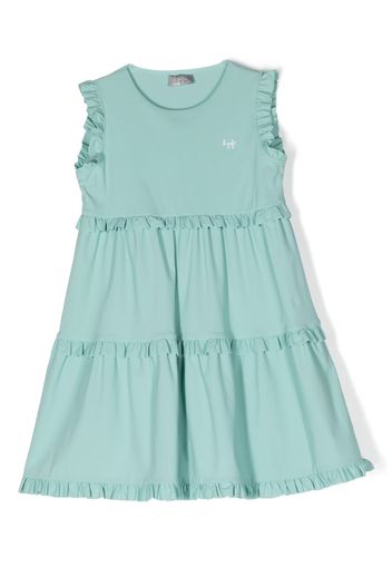 Il Gufo embroidered-logo layered tiered dress - Verde