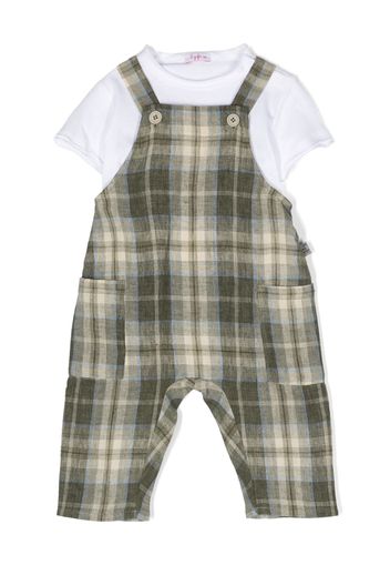 Il Gufo plaid linen romper - Verde