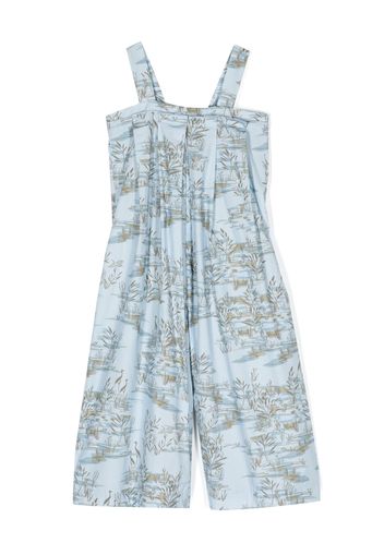 Il Gufo animal-print cotton dungarees - Blu