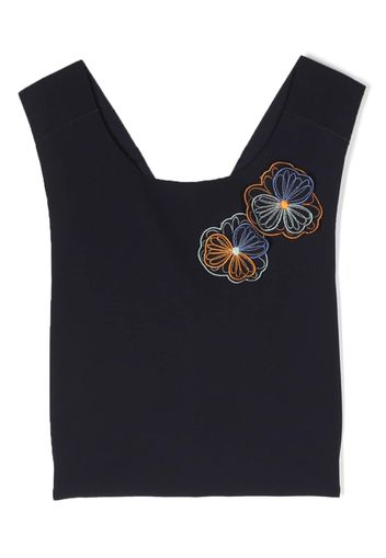 Il Gufo floral-appliqué cropped top - Blu