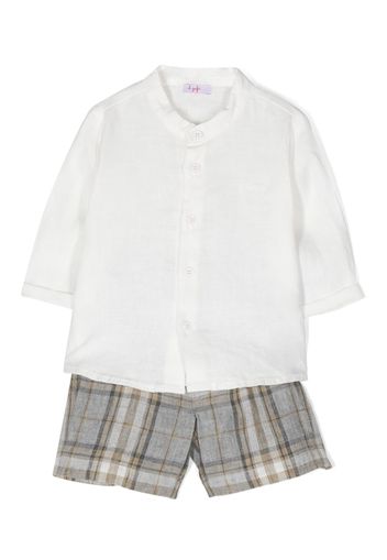 Il Gufo plaid-pattern linen shorts - Bianco