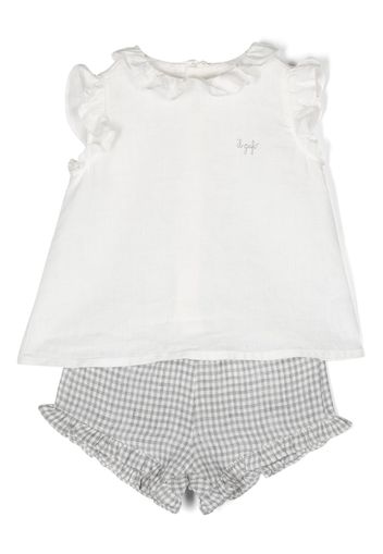 Il Gufo check-print linen top & shorts set - Bianco