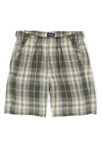 Il Gufo check-pattern linen-flax shorts - Verde