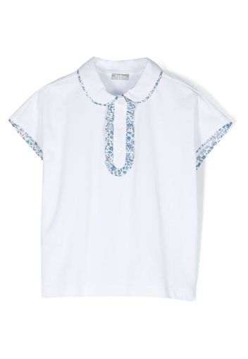 Il Gufo floral-print trim polo shirt - Bianco