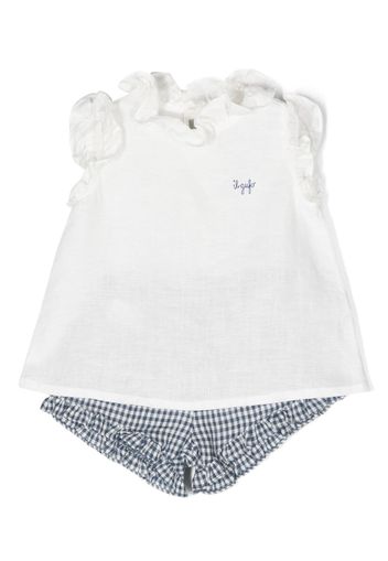 Il Gufo ruffled linen shorts set - Blu