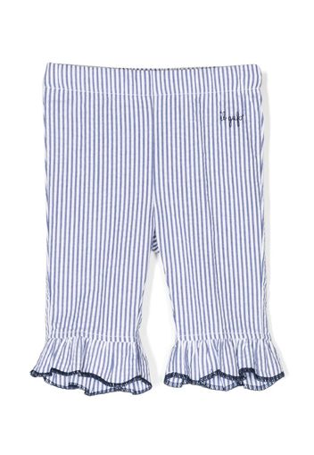 Il Gufo ruffle-cuffs striped cotton trousers - Blu