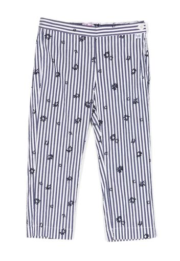 Il Gufo side zip-fastening striped trousers - Blu