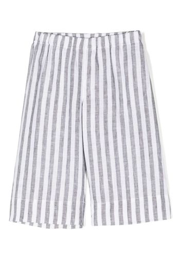 Il Gufo elasticated-waistband striped linen shorts - Grigio