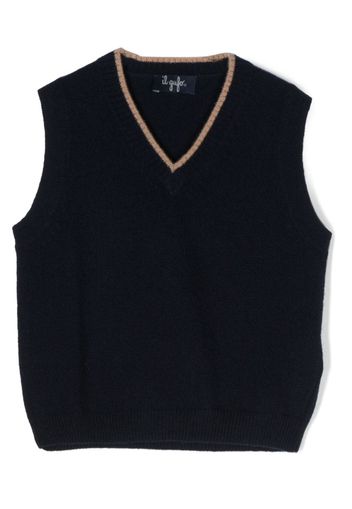 Il Gufo V-neck knitted wool vest - Blu