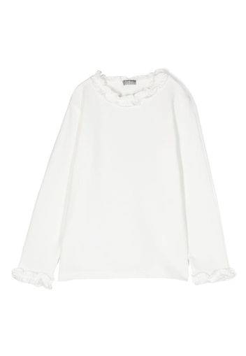 Il Gufo ruffled long-sleeved T-shirt - Bianco