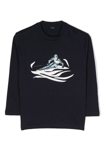 Il Gufo skier-print cotton T-shirt - Blu
