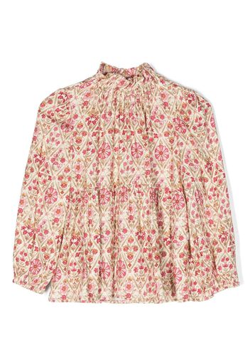 Il Gufo Blusa a fiori con ruches - Toni neutri