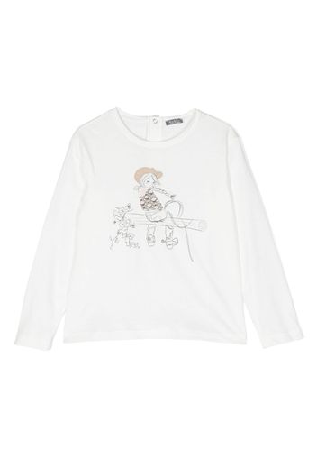 Il Gufo graphic-print long-sleeve top - Bianco