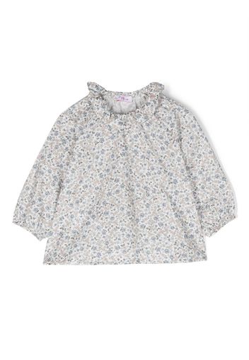 Il Gufo floral-print ruffle-collar shirt - Bianco