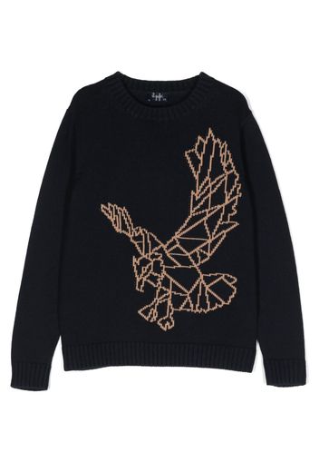 Il Gufo eagle-intarsia cotton jumper - Blu