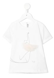 Il Gufo tulle-tutu ballerina-print T-shirt - Bianco