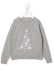 Il Gufo Christmas tree-print crew neck sweater - Grigio