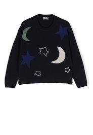 Il Gufo star and moon intarsia jumper - Blu