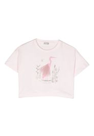 Il Gufo illustration-print cropped T-shirt - Rosa