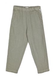 Il Gufo logo-patch linen trousers - Verde