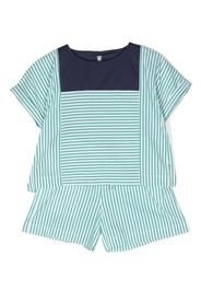 Il Gufo stripe-print cotton short set - Verde