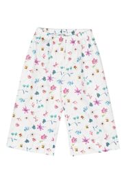 Il Gufo floral-print wide-leg trousers - Bianco