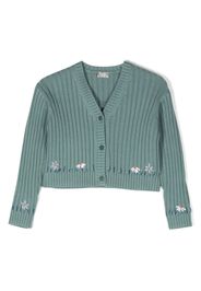 Il Gufo embroidered-flowers cropped cardigan - Verde
