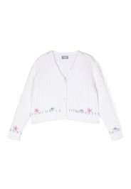 Il Gufo floral-embroidery ribbed cardigan - Bianco