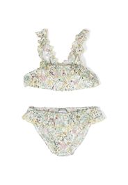 Il Gufo floral-print ruffle bikini set - Bianco