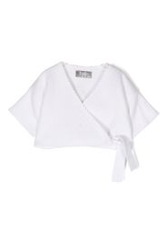 Il Gufo wrap-design cotton top - Bianco