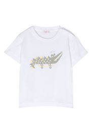 Il Gufo crocodile-motif cotton T-shirt - Bianco