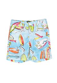 Il Gufo graphic-print stretch-cotton shorts - Blu