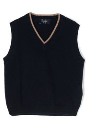 Il Gufo V-neck knitted wool vest - Blu