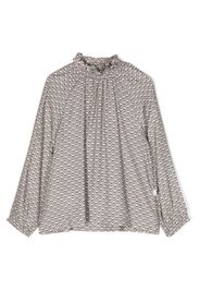 Il Gufo ruffle-collar graphic-print blouse - Grigio