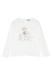 Il Gufo graphic-print long-sleeve top - Bianco