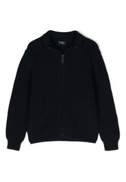 Il Gufo Cardigan a coste con zip - Blu