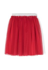 Il Gufo glitter-waistband tulle skirt - Rosso